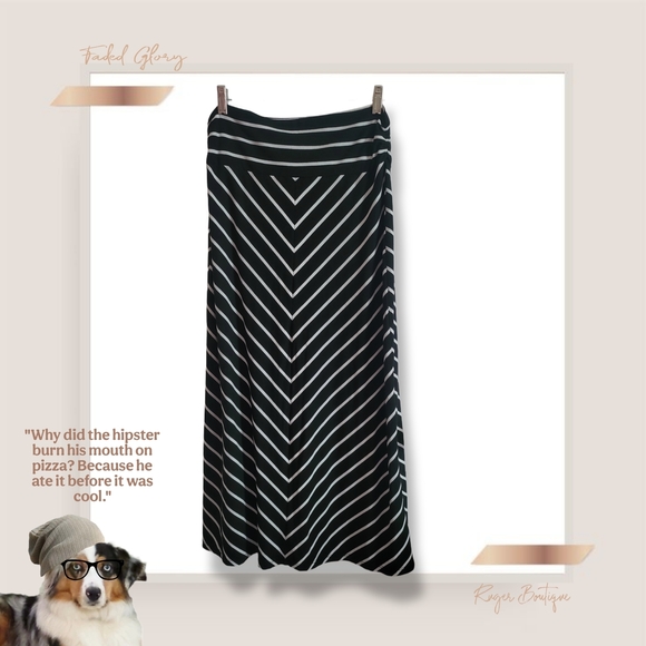 🌿Vintage Faded Glory Black & White Striped Maxi Skirt - Women’s Medium - Picture 9 of 10